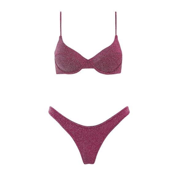 Triangl Grape Sparkle Macia Set Bikini Swimsuit Size XS Pink - Picture 3 of 16